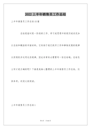 2024上半年销售员工作总结