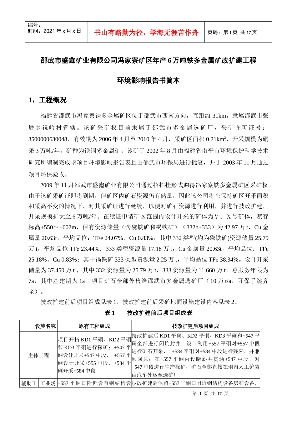 福建省政和县香炉坪银（金）矿扩建工程项目_第1页