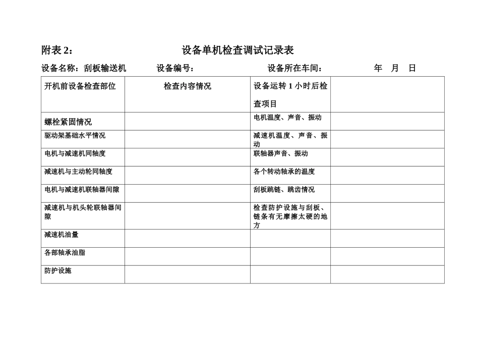 设备单机检查调试记录表_第3页