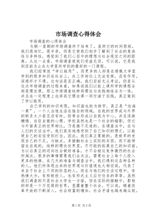 市场调查心得体会 