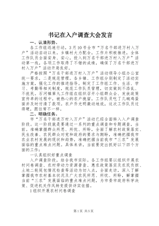 书记在入户调查大会发言