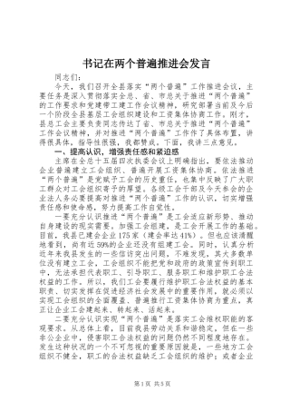 书记在两个普遍推进会发言