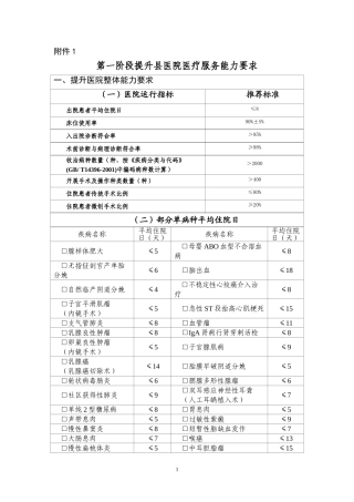 第一阶段提升县医院医疗服务能力要求