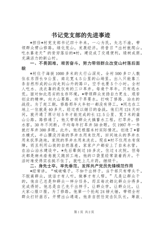 书记党支部的先进事迹