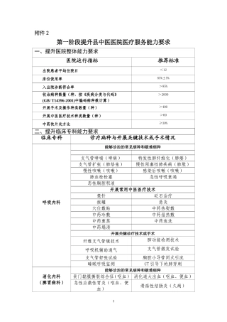 第一阶段提升县中医医院医疗服务能力要求
