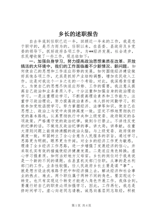 乡长的述职报告