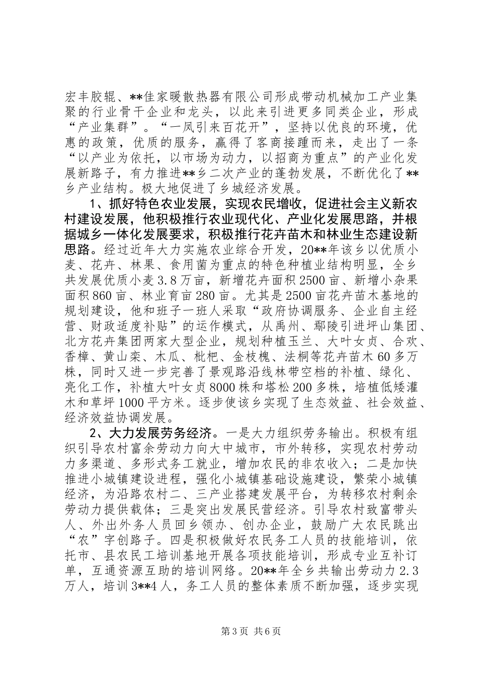 乡长富民强乡先进事迹材料_第3页