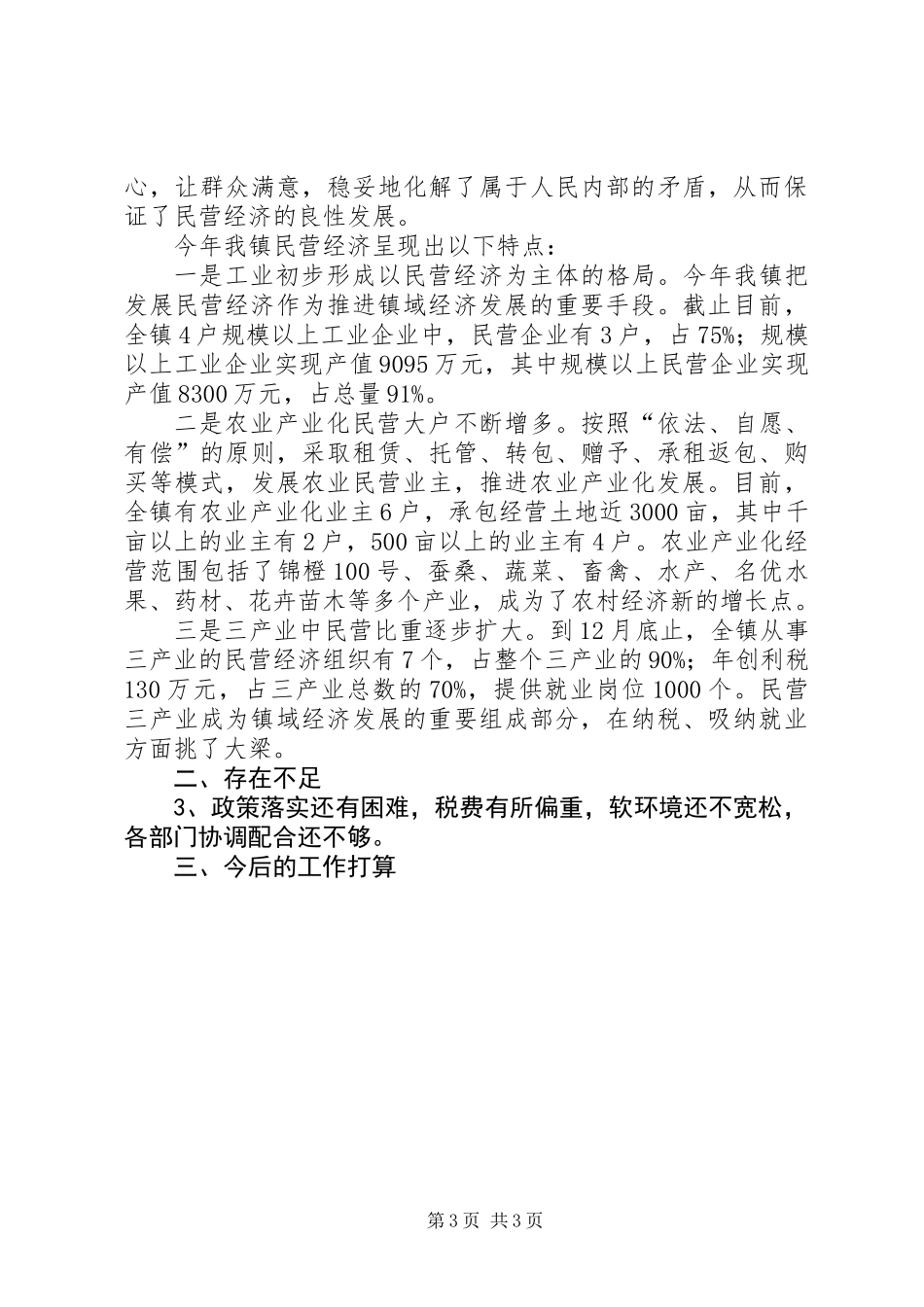乡镇ＸＸＸＸ年度民营经济工作总结_第3页