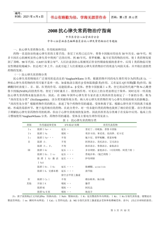 抗心律失常药物治疗指南