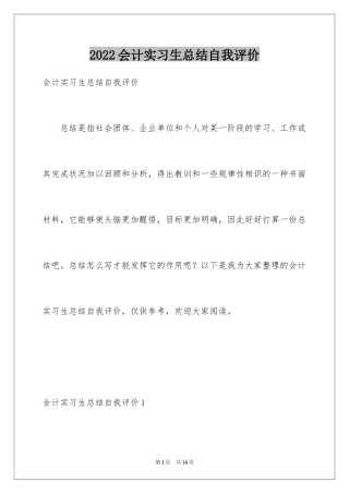 2024会计实习生总结自我评价