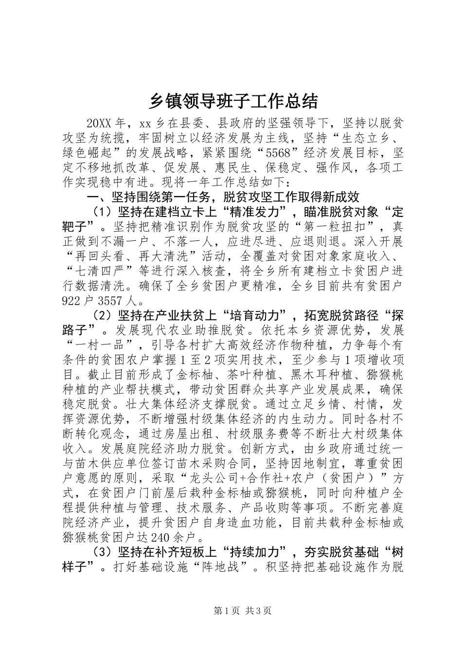 乡镇领导班子工作总结 (2)_第1页