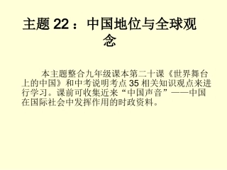 主题22：中国地位与全球观念