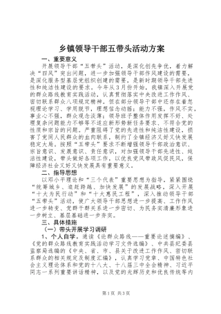乡镇领导干部五带头活动方案