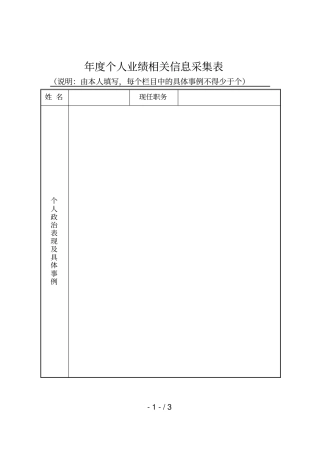 2018年个人业绩相关信息采集表