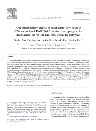 短链脂肪酸-巨噬细胞NF-kb