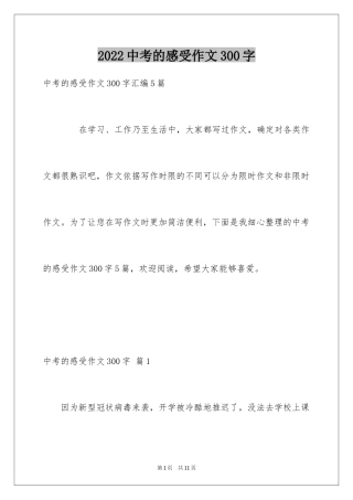 2024中考的感受作文300字