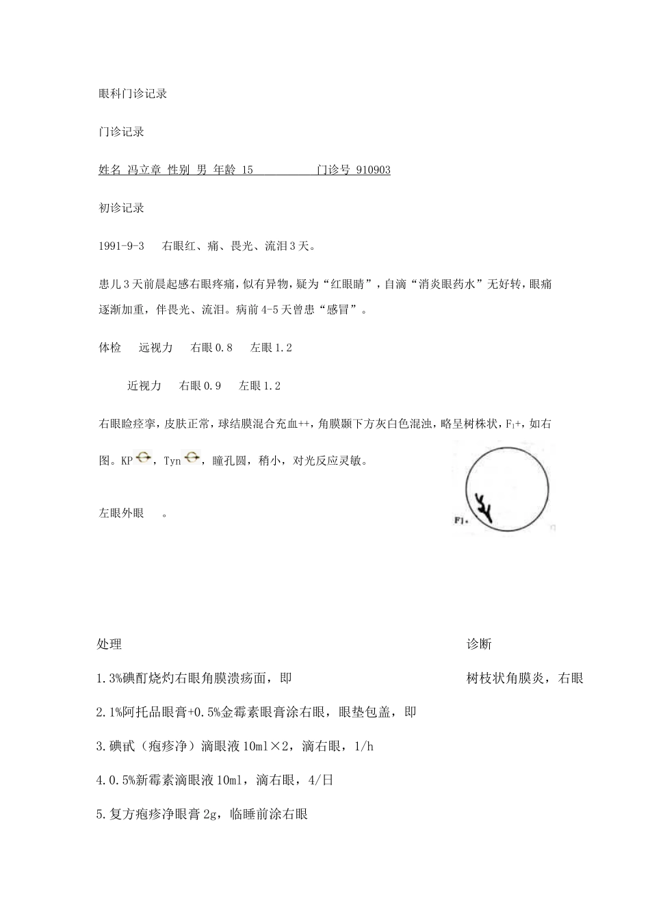眼科门诊病例书写_第1页