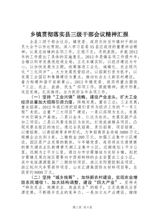 乡镇贯彻落实县三级干部会议精神汇报