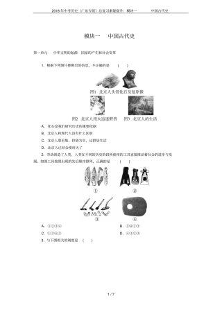2018年中考历史广东专版总复习素能提升：模块一中国古代史