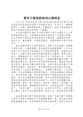 青年干部党校培训心得体会 