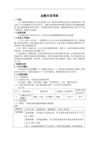 盐酸急救援预案