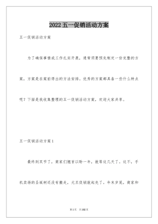 2024五一促销活动方案
