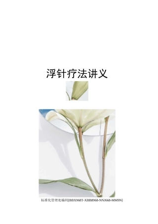 浮针疗法讲义完整版