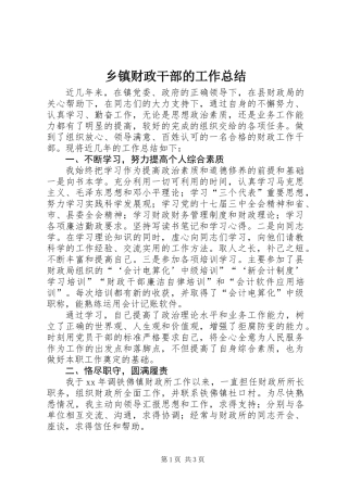 乡镇财政干部的工作总结