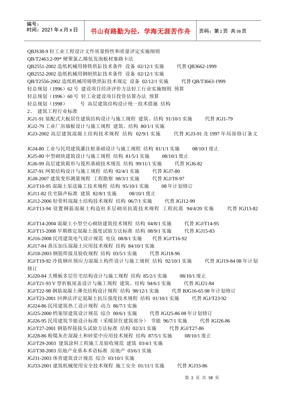 工程建设现行标准规范目录清单_第2页