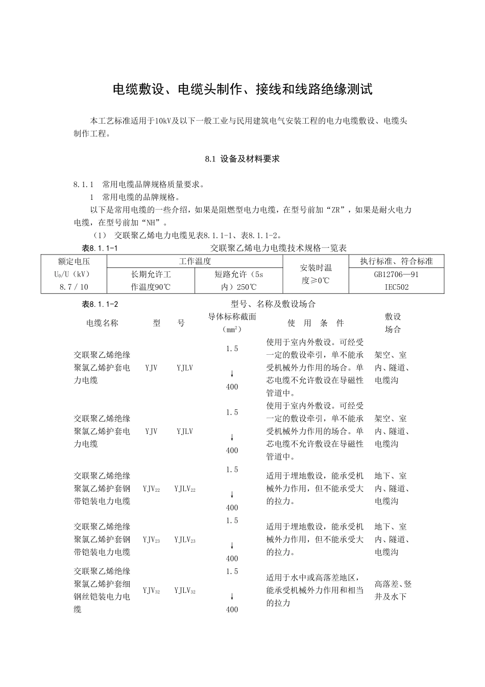 电缆敷设工艺_第1页