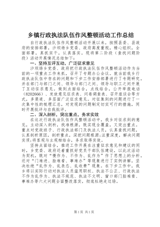 乡镇行政执法队伍作风整顿活动工作总结 (2)