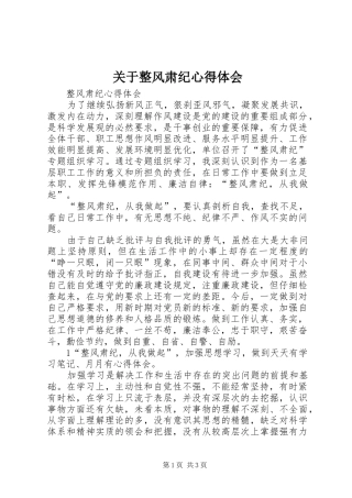 关于整风肃纪心得体会 