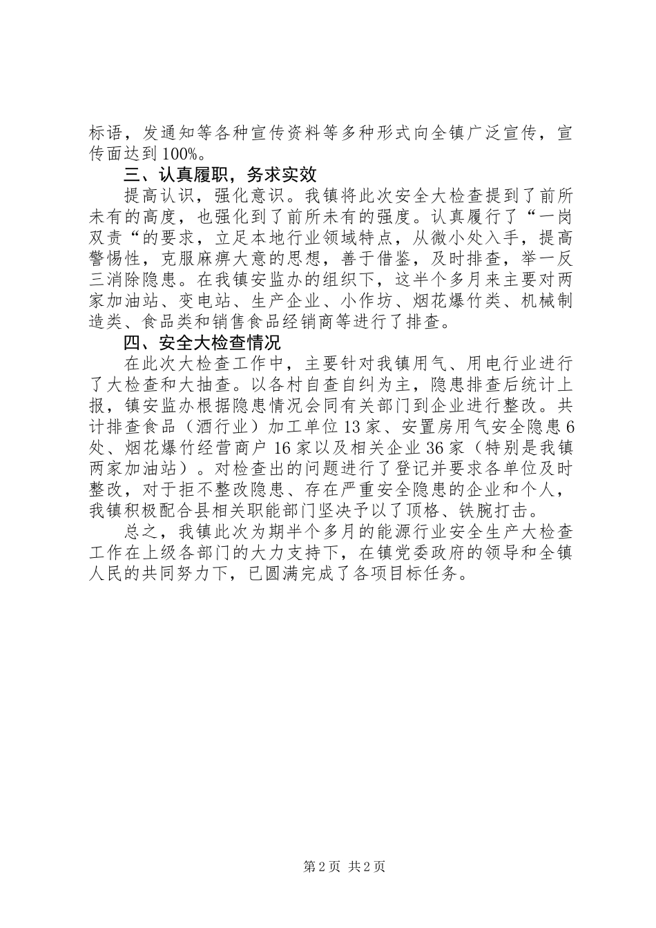 乡镇能源行业安全生产大检查工作总结_第2页