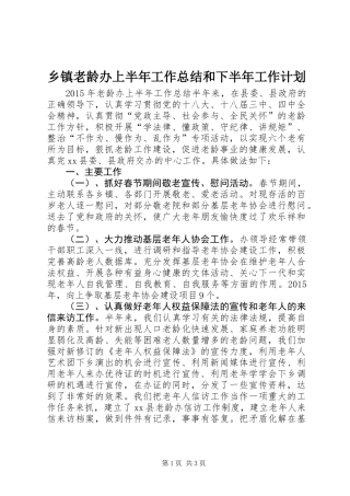 乡镇老龄办上半年工作总结和下半年工作计划