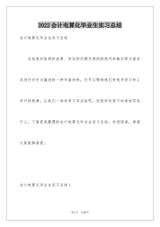 2024会计电算化毕业生实习总结