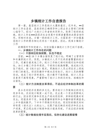 乡镇统计工作自查报告