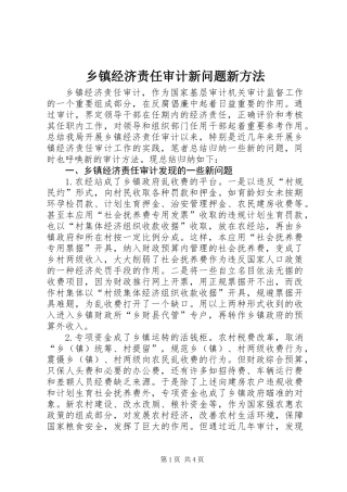 乡镇经济责任审计新问题新方法