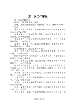 第一次工作感受 
