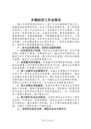 乡镇经济工作会报告