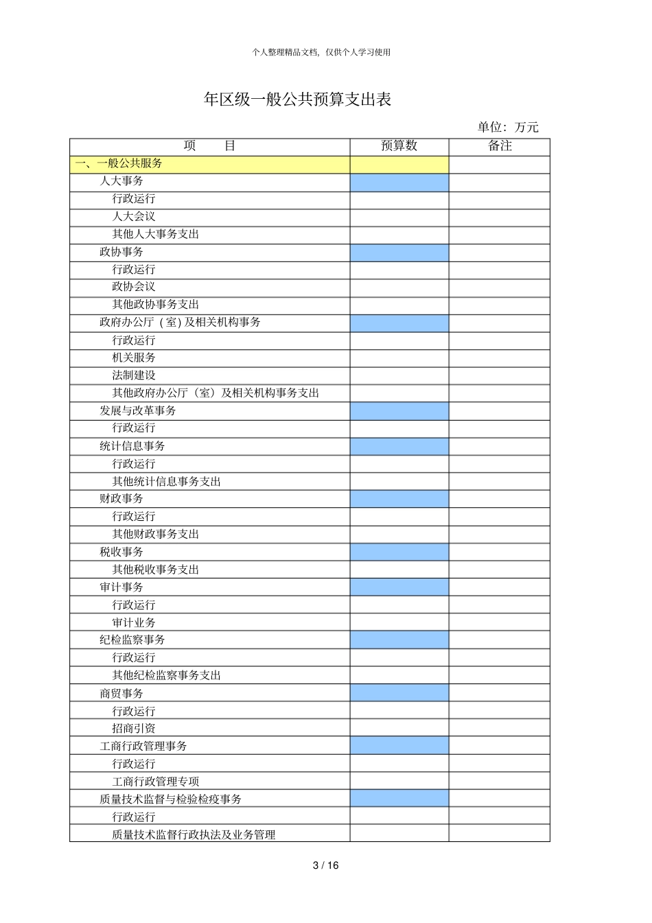 2018年全区一般公共预算收入表_第3页