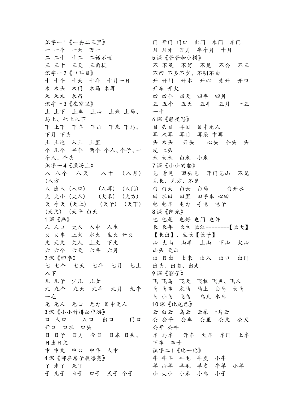 一年级词语盘点1_第1页