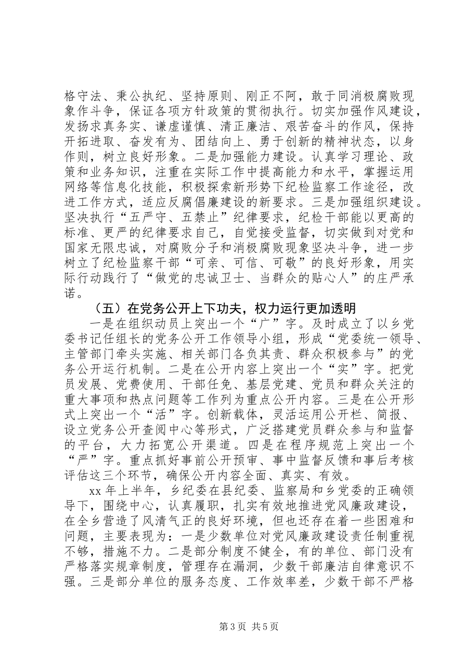 乡镇纪检工作20XX年半年总结和计划_第3页