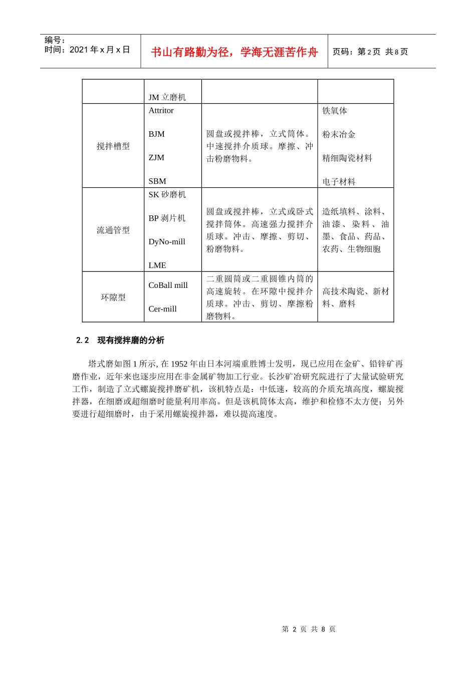 超细搅拌磨矿机的研究_第2页