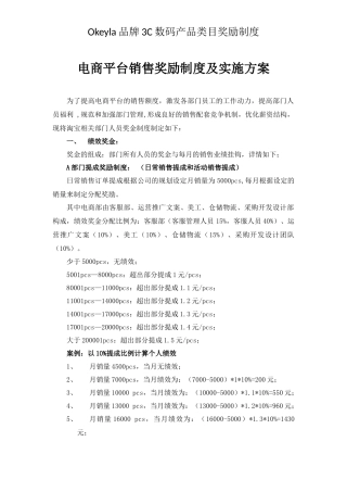 电商销售奖励制度