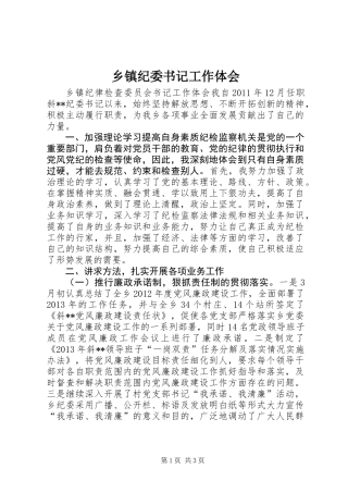 乡镇纪委书记工作体会