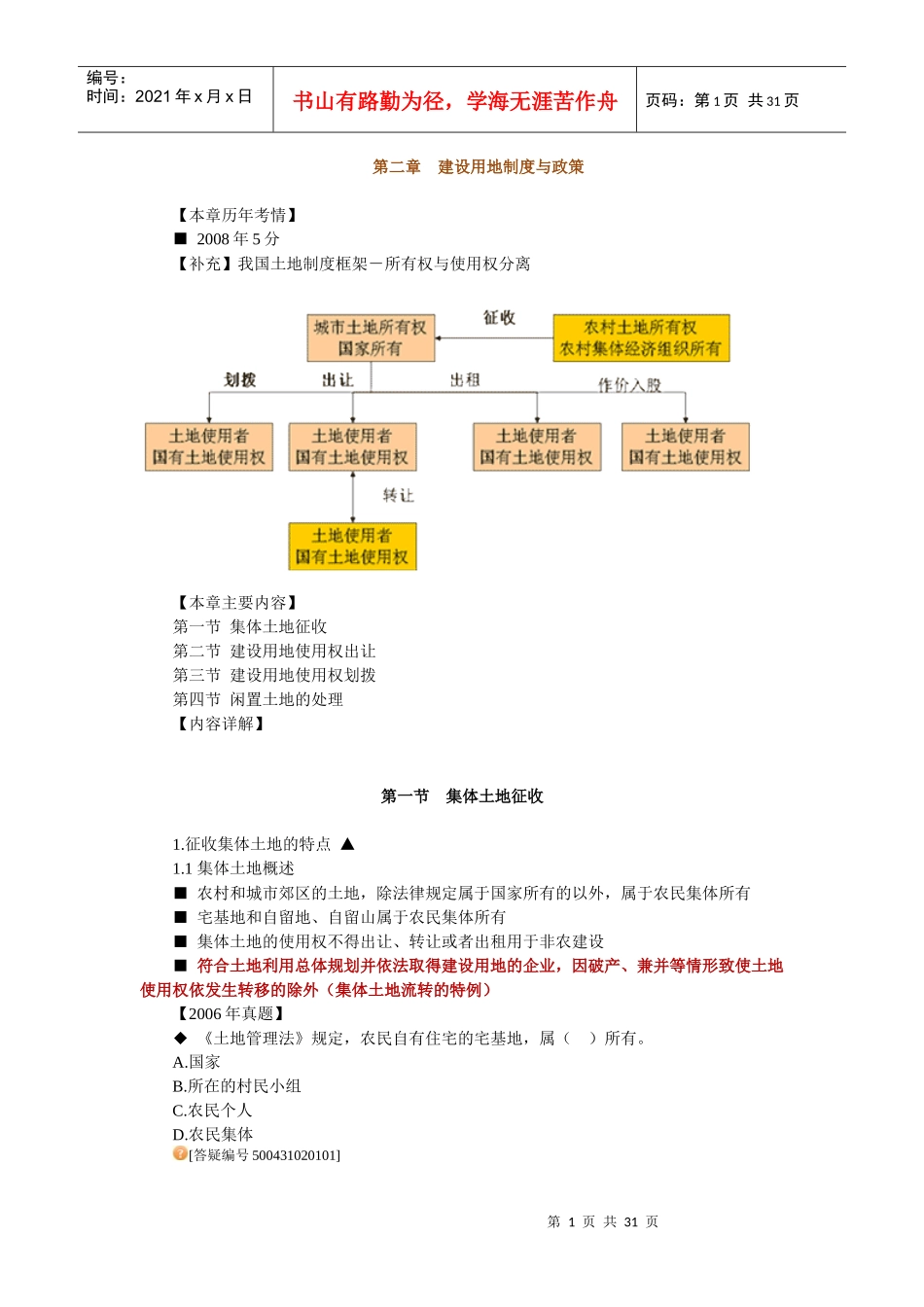 房地产基本制度与政策第二章建设用地制度与政策辅导(_第1页