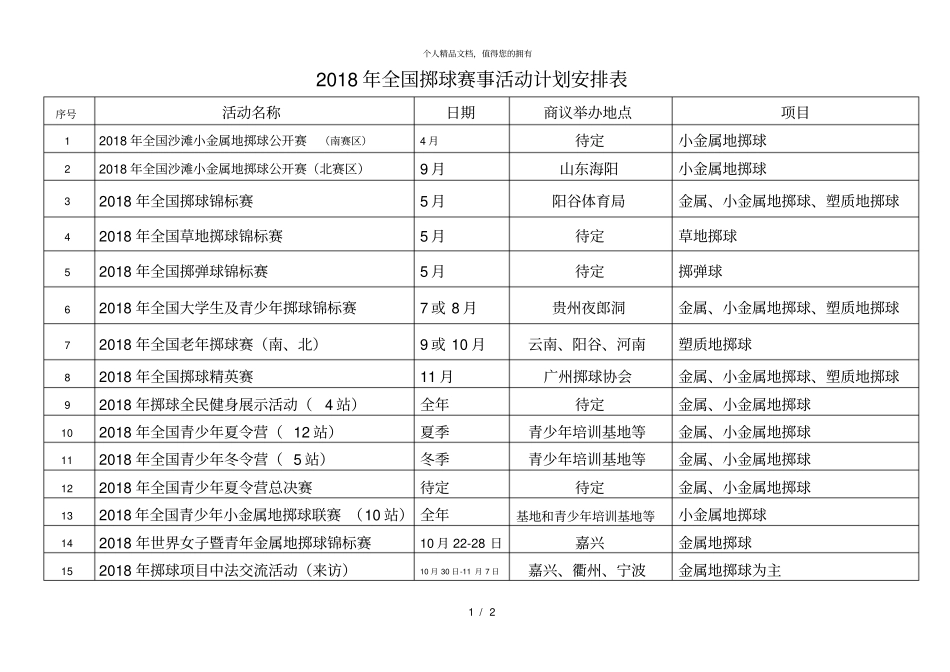 2018年全国掷球赛事活动计划安排表_第1页