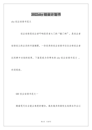2024sby创业计划书