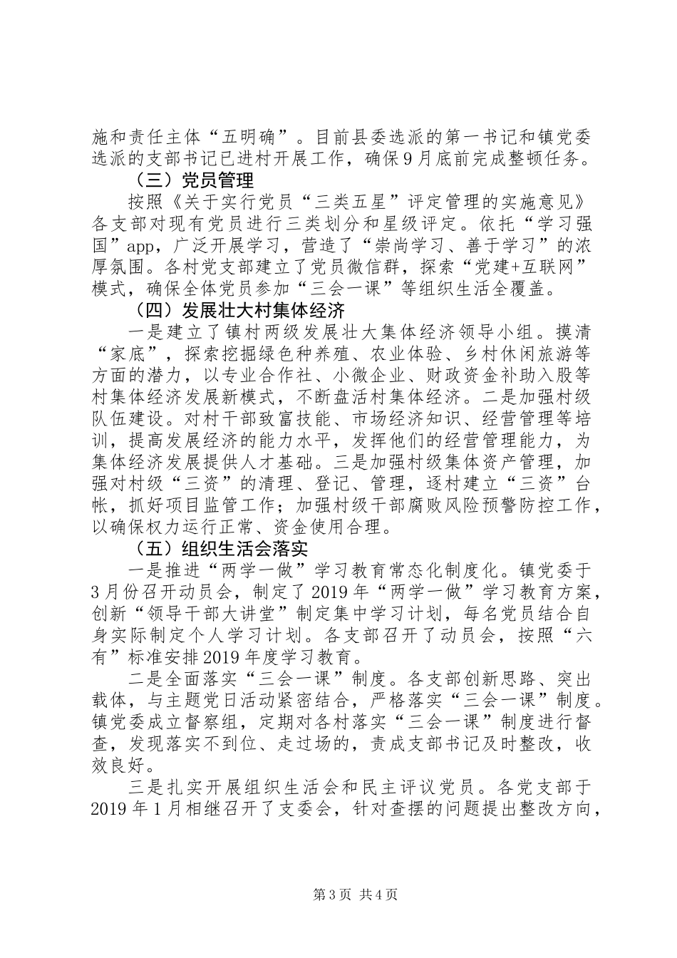 乡镇第一季度党建重点工作落实情况汇报材料_第3页