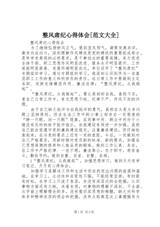 整风肃纪心得体会[范文大全] 